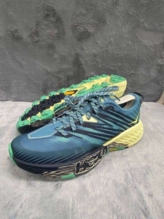 Hoka Shoes - Hoka Speedgoat 4 Trail Running Hiking Blue Yellow Sneakers Shoes Womens Size 8